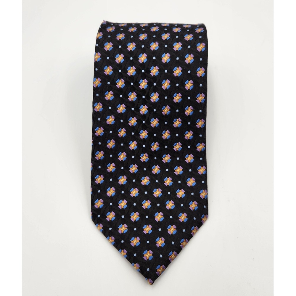 JoS. A.β Bank Pointed Neck Tie Men's One Size Black Printed Silk Formal Classic